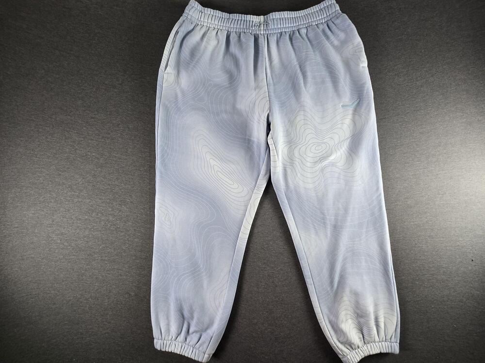 HOKA One One Pants Mens XL Blue Fleece Joggers Topographic Print Allover Pockets